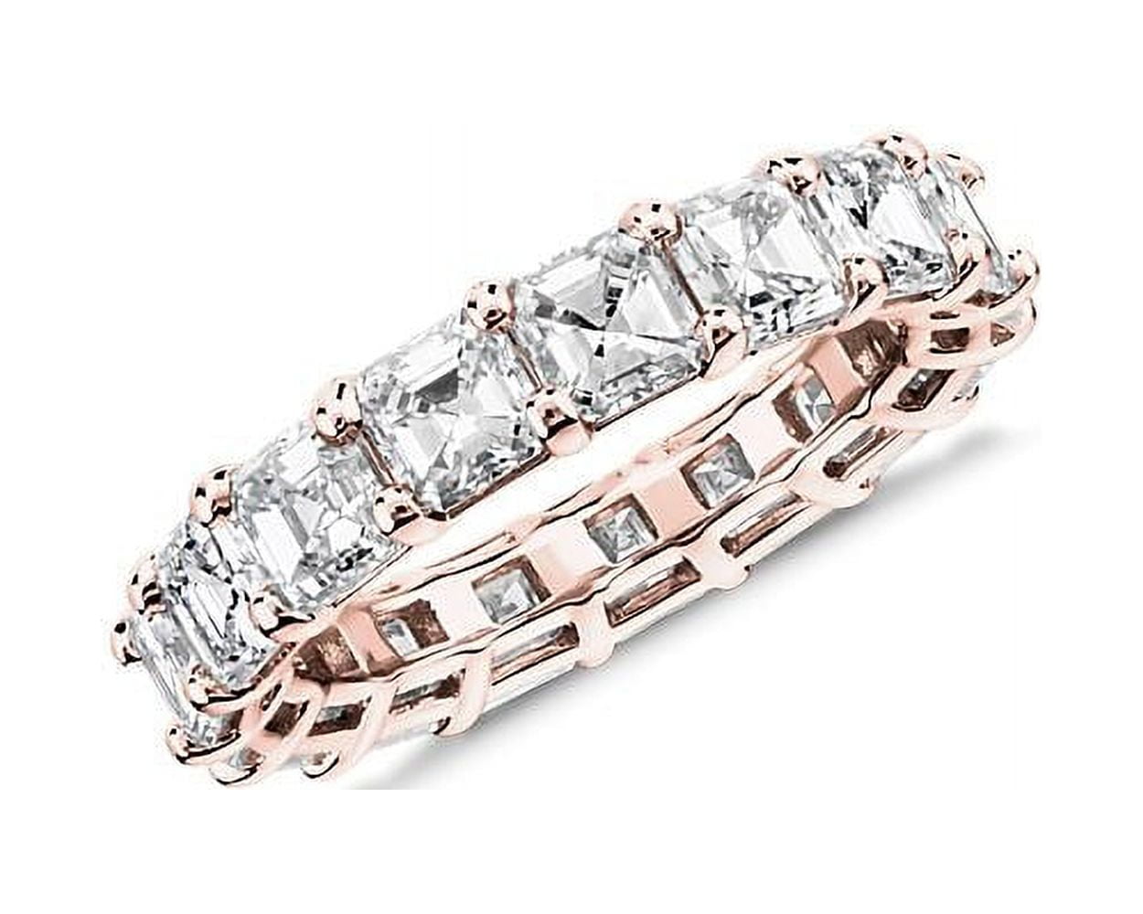 2.00 Carat Asscher Cut Latest Moissanite Eternity Band for Wedding Solid 14K Rose Gold Size 5 by Caratup Walmart