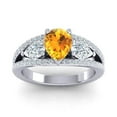 thumbnail image 1 of 2.00 Carat Beautiful Pear Cut Citrine Gemstone & Natural Diamond Anniversary Ring for Women Solid 14K White Gold Size 4.5 by Diamond-Capitals, 1 of 8