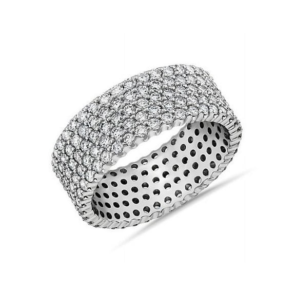 2.00 Carat Brilliant Round Cut Natural Diamond Elegant Eternity Band for her Solid 18K White Gold Size 9.5