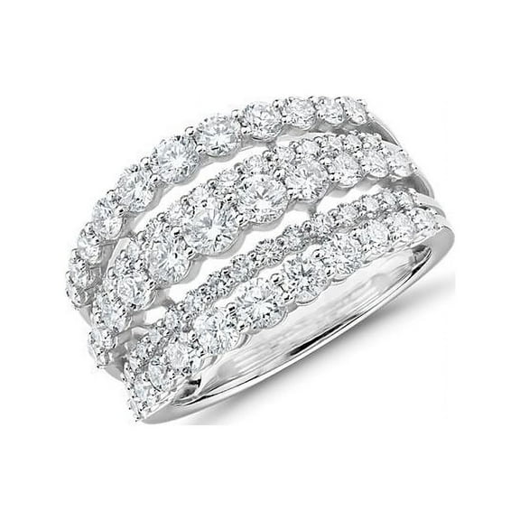 2.00 Carat Brilliant Round Cut Real Diamond Unique Eternity Band for Ladies Solid 14K White Gold Size 7