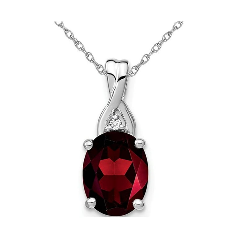2.00 Carat Ctw Garnet Pendant Necklace in 14K White Gold with