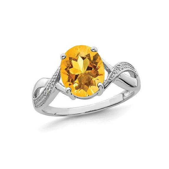 Gem & Harmony 2.00 Carat (Ctw) Oval Cut Citrine Ringin Sterling Silver for Women