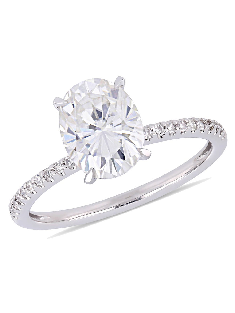 Walmart sales :  2.00 Carat (Ctw) Solitaire Oval Synthetic Moissanite Engagement Ring in 14K White Gold with Diamonds 1/10 Carat (Ctw I1-I2) for Women