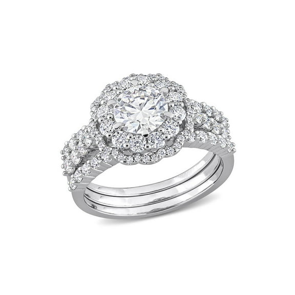 2.00 Carat (Ctw) Synthetic Moissanite Engagement Wedding Ring Set in Sterling Silver for Women