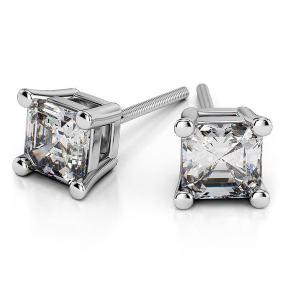2.00 Carat D/VVS1 Asscher Cut Lab Created Diamond Push Back Stud Earrings for her Solid 18K White Gold Beautiful Studs Earring