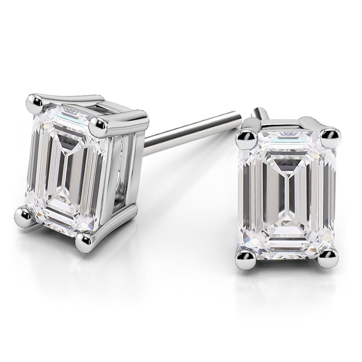 Pretty Screw-Back Diamond Stud Earrings 14K White Gold