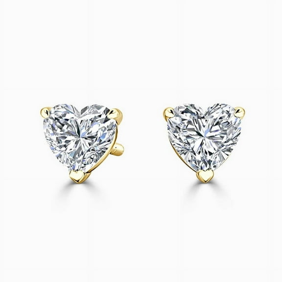 2.00 Carat D/VVS1 Heart Cut Colorless Genuine Moissanite Stud Earrings for her Screw Back Solid 14K Yellow Gold Beautiful Studs Earring