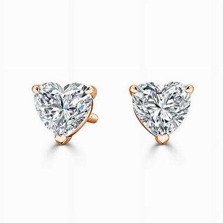 2.00 Carat D/VVS1 Heart Cut Lab Created Diamond Stud Earrings for her Screw Back Solid 18K Rose Gold Beautiful Studs Earring