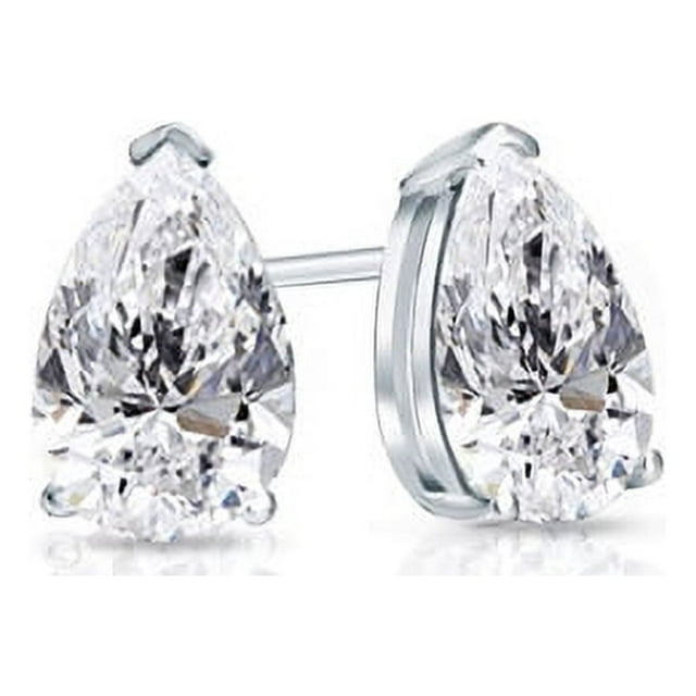2.00 Carat D/VVS1 Pear Cut Lab Created Diamond Screw Back Stud Earrings