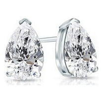 2.00 Carat D/VVS1 Pear Cut Lab Created Diamond Screw Back Stud Earrings for her Solid 18K White Gold Beautiful Studs Earring