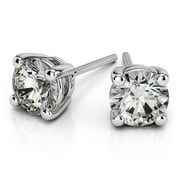 DIAMOND-CAPITALS 2.00 Carat D/VVS1 Round Brilliant Cut Diamond Push Back Stud Earrings for her Solid 14K White Gold Beautiful Studs Earring