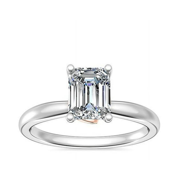 2.00 Carat Emerald Cut (D/VVS1) Moissanite Diamond Latest Design Engagement Ring for Fiancee Solid 18K White Gold Size 4.5 by Diamond-Capitals