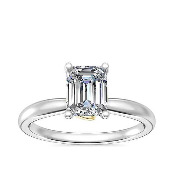 2.00 Carat Emerald Cut (D/VVS1) Moissanite Diamond Latest Design Engagement Ring for Fiancee Solid 18K White Gold Size 4.5 by Diamond-Capitals