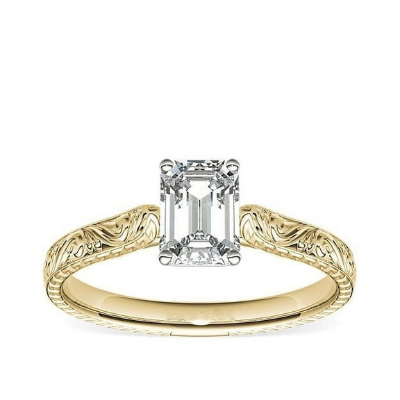 2.00 Carat Emerald Cut Moissanite Diamond Sparkle Wedding Ring for Ladies in Solid 14K Yellow Gold Size 7 by Diamond-Capitals