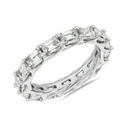 DIAMOND-CAPITALS 2.00 Carat Emerald Cut Natural Diamond Beautiful Bridal Eternity Band for Bride Solid 950 Platinum Size 5