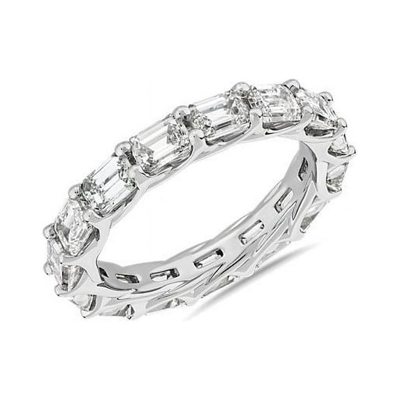 2.00 Carat Excellent Emerald Cut Natural Diamond Beautiful Eternity Band for Women Solid 18K White Gold Size 11.5