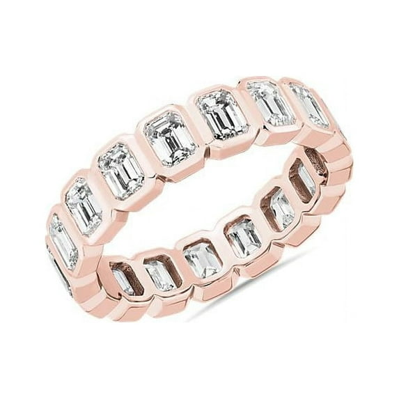 2.00 Carat Excellent Emerald Cut Natural Diamond Beautiful Eternity Band for Women in Solid 14K Rose Gold Size 11.5