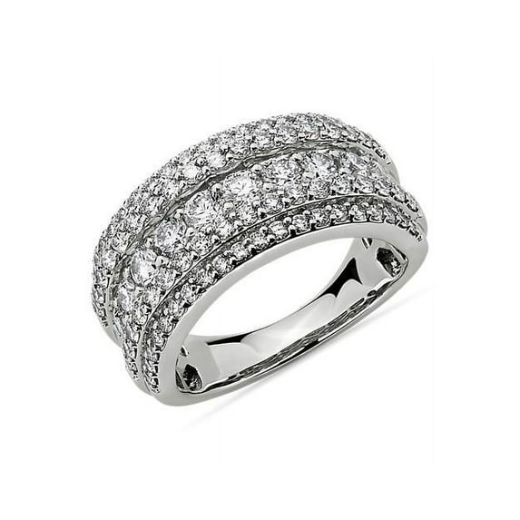 2.00 Carat Excellent Round Cut Natural Diamond Unique Eternity Band for Women Solid 18K White Gold Size 8.5
