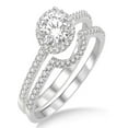 thumbnail image 1 of 2.00 Carat Halo Bridal Set Engagement Ring With Round Cut Diamond Moissanite In 10K White Gold, Promise Ring, Anniversary Ring, 1 of 2