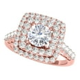 thumbnail image 1 of 2.00 Carat Halo Moissanite Diamond Engagement Rings For Women In 14K Solid Rose Gold Size 6, 1 of 6
