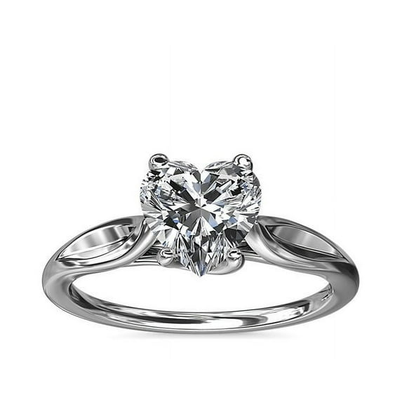2.00 Carat Heart Cut Moissanite Diamond (D/VVS1) Elegant Solitaire Anniversary Ring for Women Solid 14K White Gold Size 8.5 by Diamond-Capitals