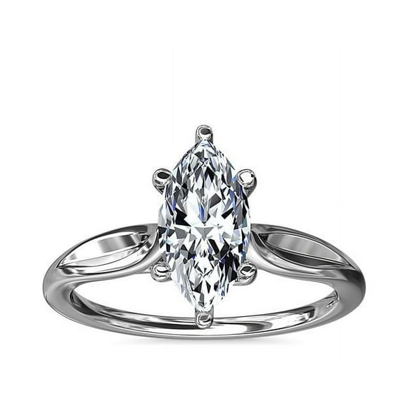 2.00 Carat IGI Certified Marquise Cut Lab Grown Diamond (E/VVS2) Solitaire Fancy Ring for Women Solid 18K White Gold Size 9.5 by Diamond-Capitals