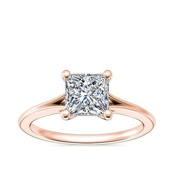 2.00 Carat IGI Certified Princess Cut (E/VVS2) Lab Grown Diamond Solitaire Fancy Ring for Women Solid 18K Rose Gold Size 9.5 by Diamond-Capitals