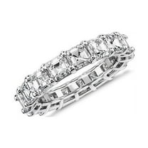 2.00 Carat Latest Design Asscher Cut Real Diamond Eternity Band for Anniversary Gift in Solid 14K White Gold Size 7