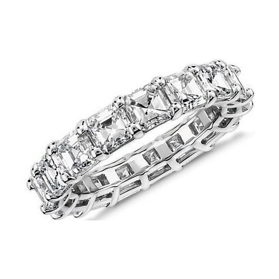 2.00 Carat Latest Design Asscher Cut Real Diamond Eternity Band for Anniversary Gift in Solid 14K White Gold Size 7