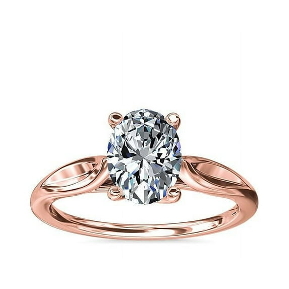2.00 Carat Oval Cut Moissanite (D/VVS1) Latest Proposal Ring for Women Solid 14K Rose Gold Size 10.5 by Diamond-Capitals
