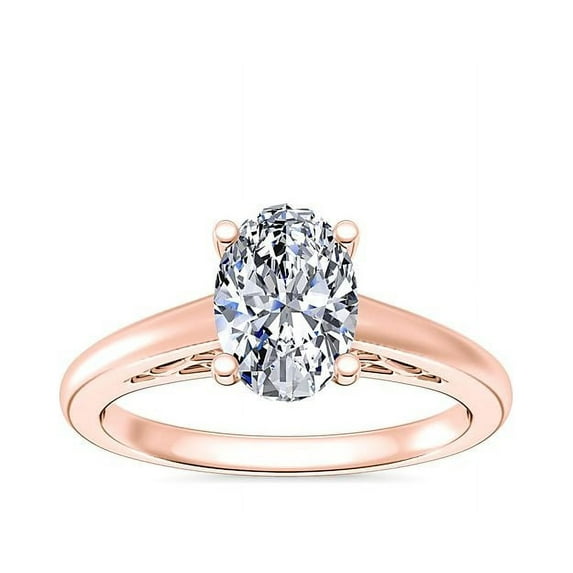 2.00 Carat Oval Cut Moissanite (D/VVS1) Latest Proposal Ring for Women Solid 18K Rose Gold Size 10.5 by Diamond-Capitals