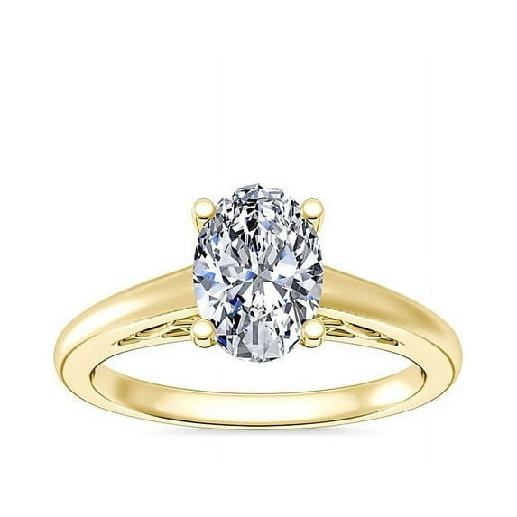 2.00 Carat Oval Cut Moissanite New Design Engagement Ring for her Solid 14K Yellow Gold Size 6 by Diamond-Capitals