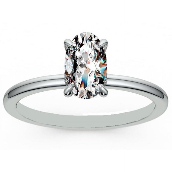 2.00 Carat Oval Shape Solitaire Moissanite Beautiful Ring for Engagement Solid 14K White Gold Size 7 (D/VVS1) by Diamond-Capitals