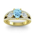 thumbnail image 1 of 2.00 Carat Pear Cut Aquamarine Gemstone & Natural Diamond Stunning Engagement Ring for Ladies Solid 18K Yellow Gold Size 10.5 by Diamond-Capitals, 1 of 8