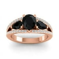 thumbnail image 1 of 2.00 Carat Pear Cut Black Onyx Gemstone & Natural Diamond Stylish Three Stone Ring for Women Solid 14K Rose Gold Size 11.5 by Diamond-Capitals, 1 of 8