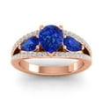 thumbnail image 1 of 2.00 Carat Pear Cut Blue Sapphire Gemstone & Natural Diamond New Proposal Ring for Women Solid 14K Rose Gold Size 7.5 by Diamond-Capitals, 1 of 8