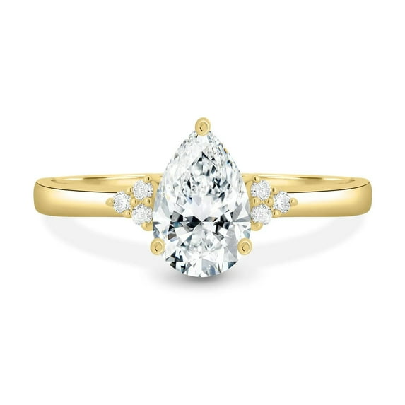 2.00 Carat Pear Cut Moissanite Lab-Grown Diamond Engagement Ring with Accent Stones, 14K Gold Plated Wedding Ring for her, Anniversary Gift Size- (5 - 13) Available