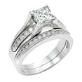 thumbnail image 1 of 2.00 Carat Princess Cut Moissaniate Diamond Ring Bridal Set 925 Sterling Silver With 18K White Gold Plating, Promise Ring, Anniversary Gift, 1 of 2