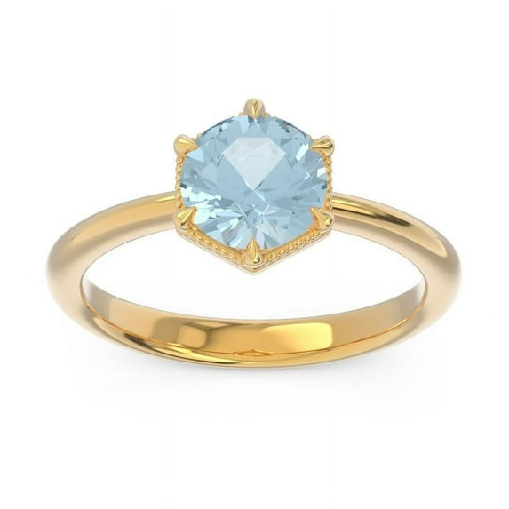 2.00 Carat Round Cut Aquamarine Gemstone Latest Designer Ring for Wedding 14K Yellow Gold Size 11.5 by Diamond-Capitals