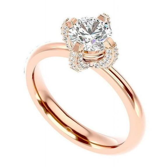 2.00 Carat Round Cut Beautiful Moissanite Diamond (D/VVS1) Solitaire Engagement Ring Solid 14K Rose Gold Size 7 by Diamond-Capitals