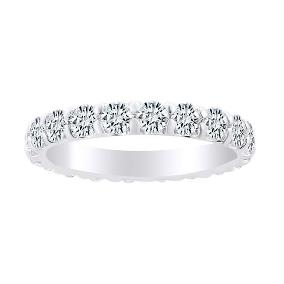 AFFY 2.00 Carat Round Shape White Natural Diamond Eternity Wedding Ring 18k Solid White Gold Ring Size-7.5