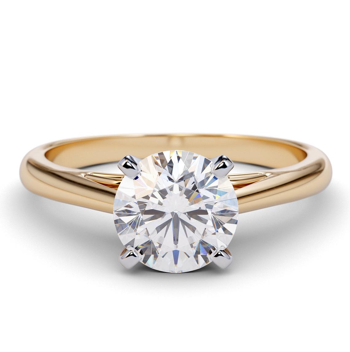 18k Yellow Gold 1.18 Carat Solitaire Brilliant Round Cut Diamond
