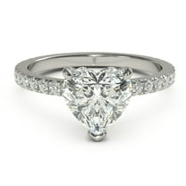 2.00 Carat Solitaire Heart Shape Certified Natural Moissanite Engagement Beautiful Rings Solid 14K White Gold Wedding Proposal Ring for Women