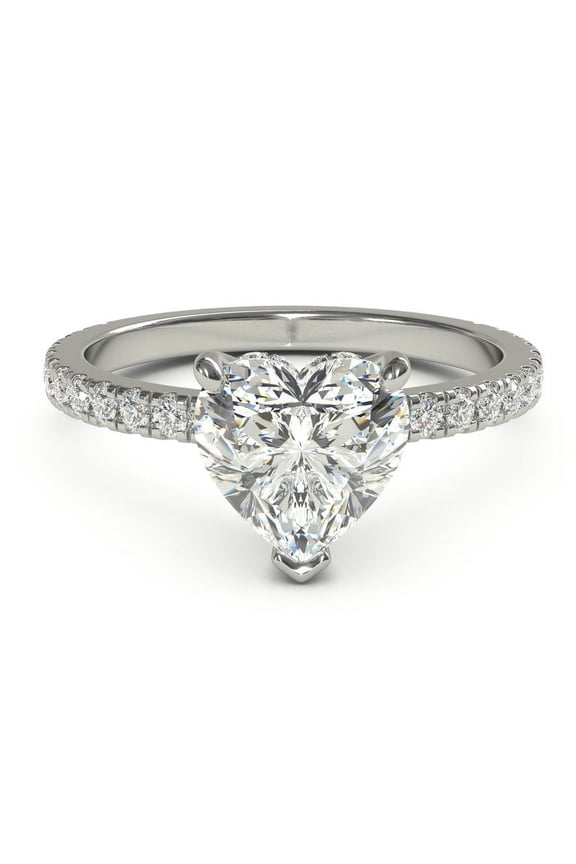 2.00 Carat Solitaire Heart Shape Certified Natural Moissanite Engagement Beautiful Rings Solid 14K White Gold Wedding Proposal Ring for Women