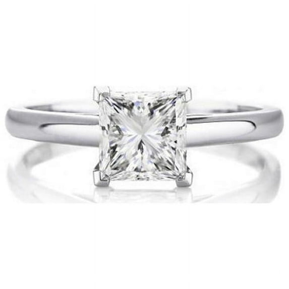 2.00 Carat Solitaire Princess Cut Moissanite Diamond Promise Rings for her Solid 950 Platinum Ring Size 7