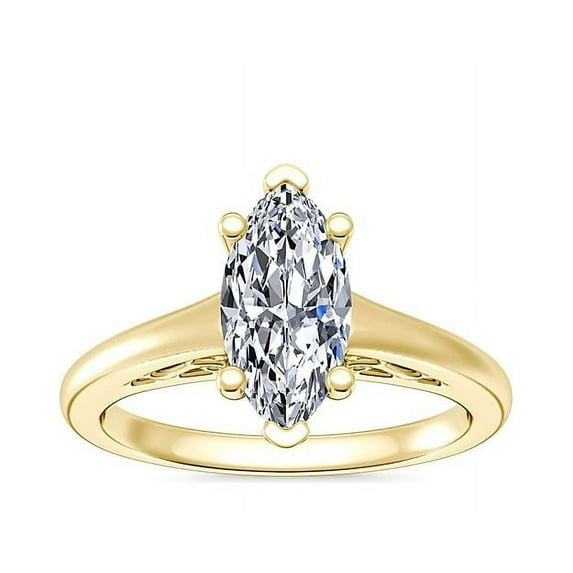 2.00 Carat Stunning Marquise Cut Moissanite Diamond (D/VVS1) Anniversary Ring for Wife Solid 18K Yellow Gold Size 8.5 by Diamond-Capitals