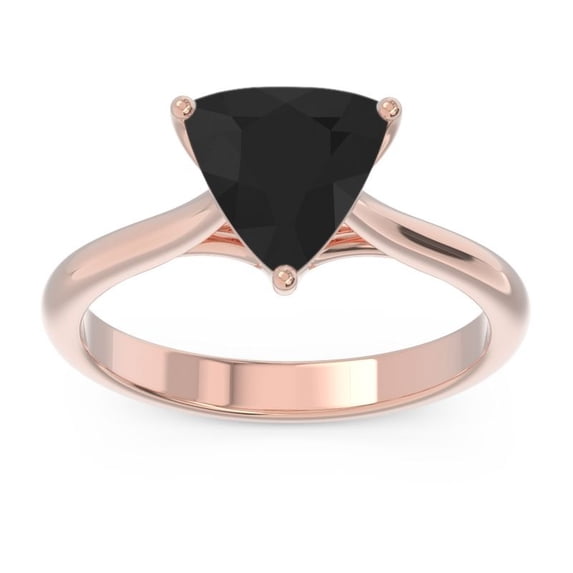 2.00 Carat Stunning Trillion Cut Black Onyx Gemstone Bridal Ring for her Solid 14K Rose Gold Size 4 by Diamond-Capitals