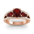 thumbnail image 1 of 2.00 Carat Stylish Pear Cut Garnet Gemstone & Natural Diamond 3-Stone Bridal Ring for her Solid 14K Rose Gold Size 4 by Diamond-Capitals, 1 of 8