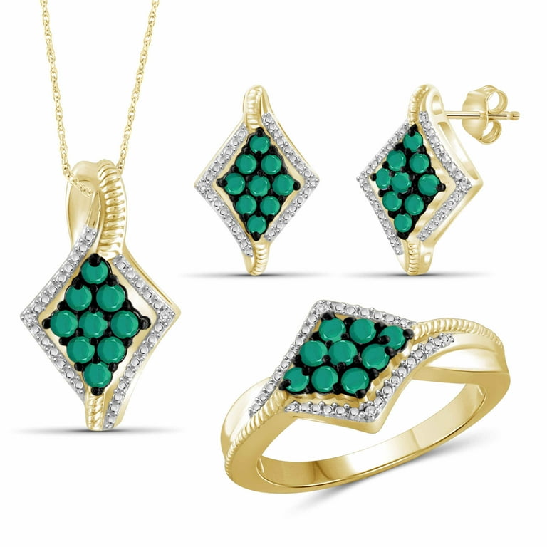 Carat Emerald And White Diamond Accent 14k Gold Over