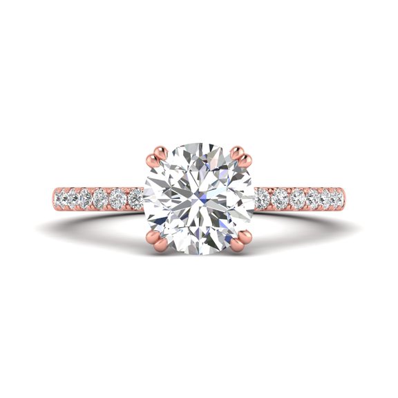 2.00 Carat TW Women's Moissanite and Natural Diamond Solitaire Engagment Ring in 10k Rose Gold (Size 4.5)
